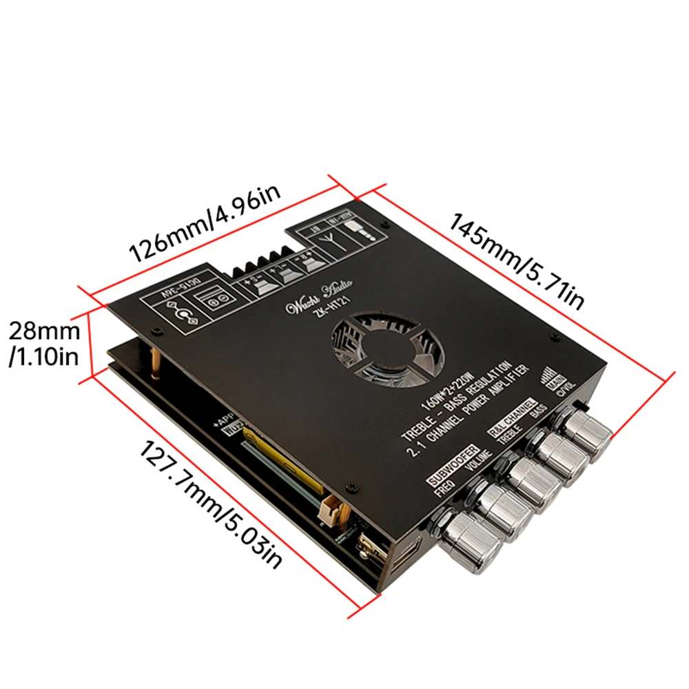 HT21-3G 2.1 Channel TDA7498E Bt Amplifier Module Subwoofer 160Wx2+220V Treble Bass Wuzhi Audio Supports APP