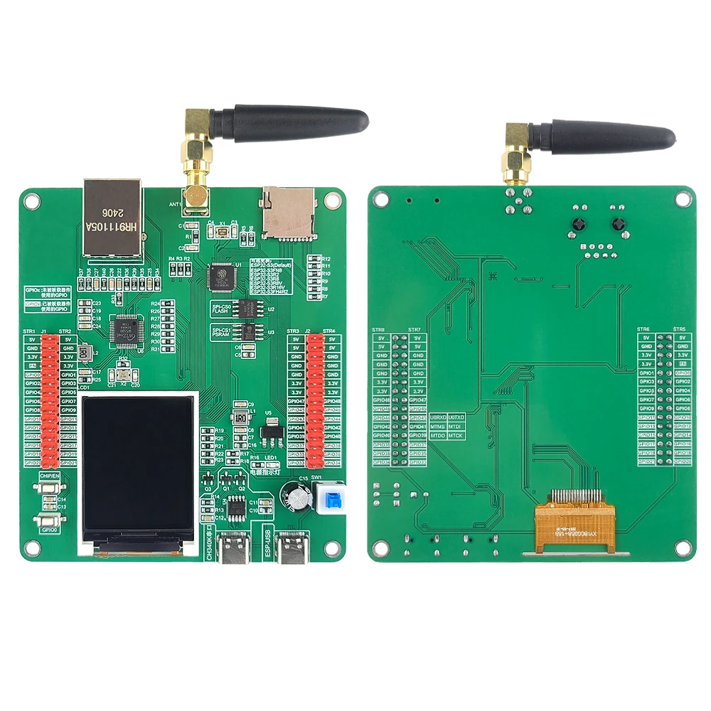 ESP32-S3 Development Board with 1.77 Inch LCD Display BT 2.5dbi WiFi Module AI Internet of Things W5500 ETH N16R8 CH340K Type-C