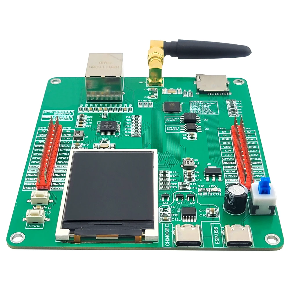 ESP32-S3 Development Board with 1.77 Inch LCD Display BT 2.5dbi WiFi Module AI Internet of Things W5500 ETH N16R8 CH340K Type-C