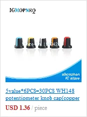 100pcs WH148 B1K B2K B5K B10K B20K B50K B100K B500K 3Pin 15mm Shaft Amplifier Dual Stereo Potentiometer 1K 2K 5K 10K 50K 100K