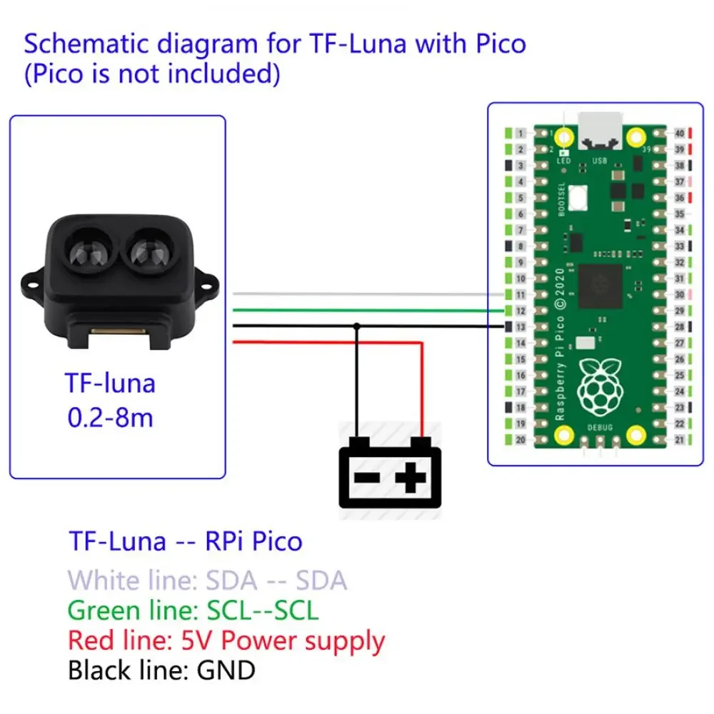 TF-Luna LiDAR Distance Sensor Module Single-Point Micro Ranging 5V UART/I2C for Arduino Pixhawk Drone Robot Obstacle Avoidance