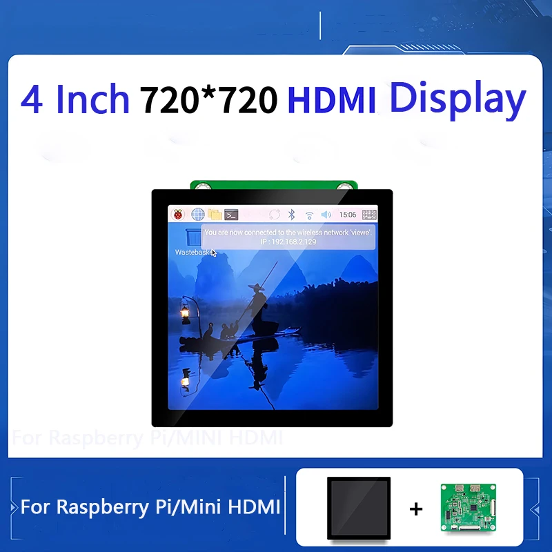 Raspberry Pi Display 4 Inch 720X720 MIPI DSI TFT LCD Touch Screen with HD-MI Driver Board