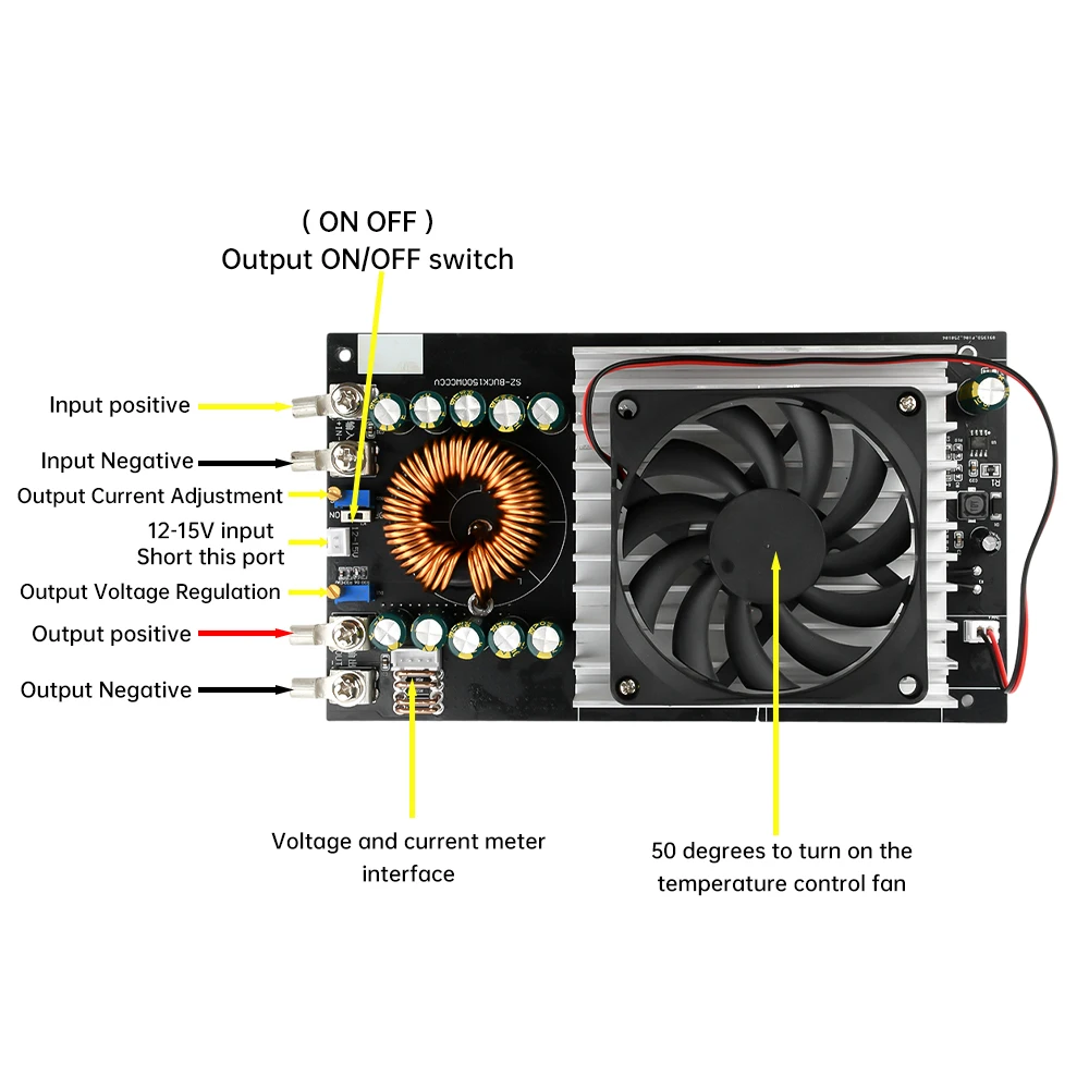 DC 15V-90V to DC 2.5V-72V 50A Adjustable Buck Converter Constant Voltage Constant Current Step Down Power Supply Module 1500W