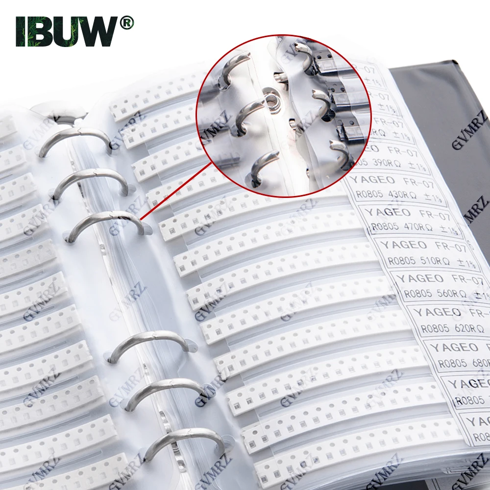 Resistor Kit SMD Book Resistor Assortment Kit 0201 0402 0603 0805 1206 1% FR-07 170 Values 0R-10M Smd DIY Sample Book