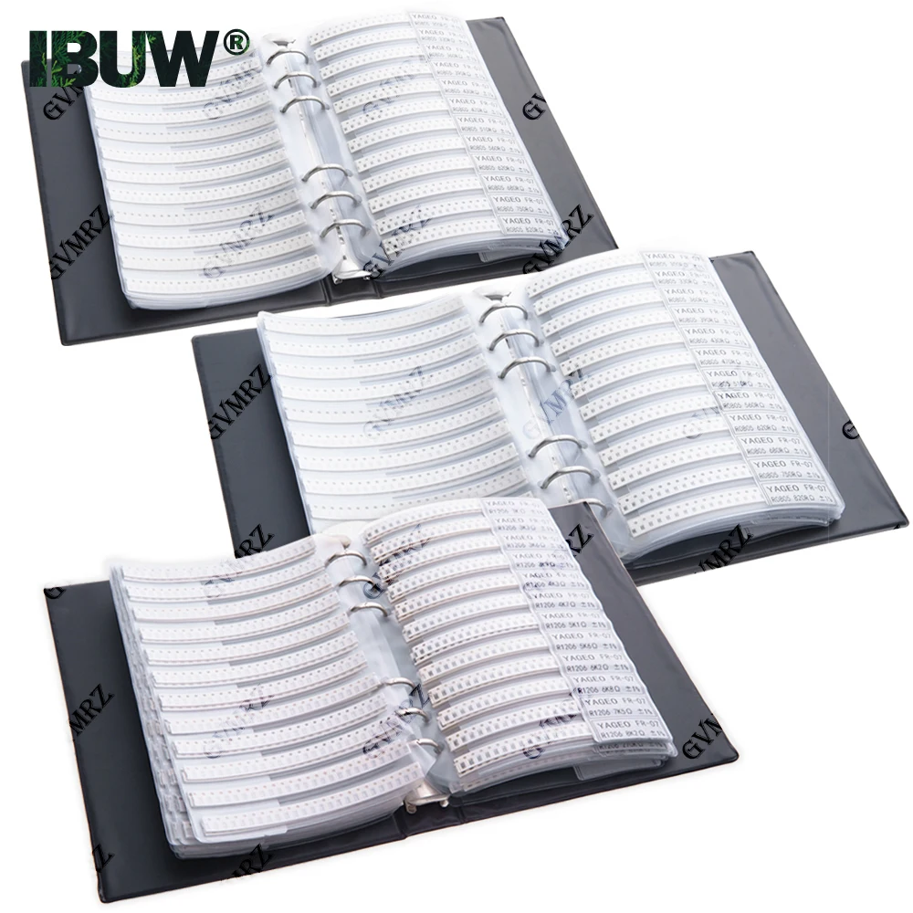 Resistor Kit SMD Book Resistor Assortment Kit 0201 0402 0603 0805 1206 1% FR-07 170 Values 0R-10M Smd DIY Sample Book