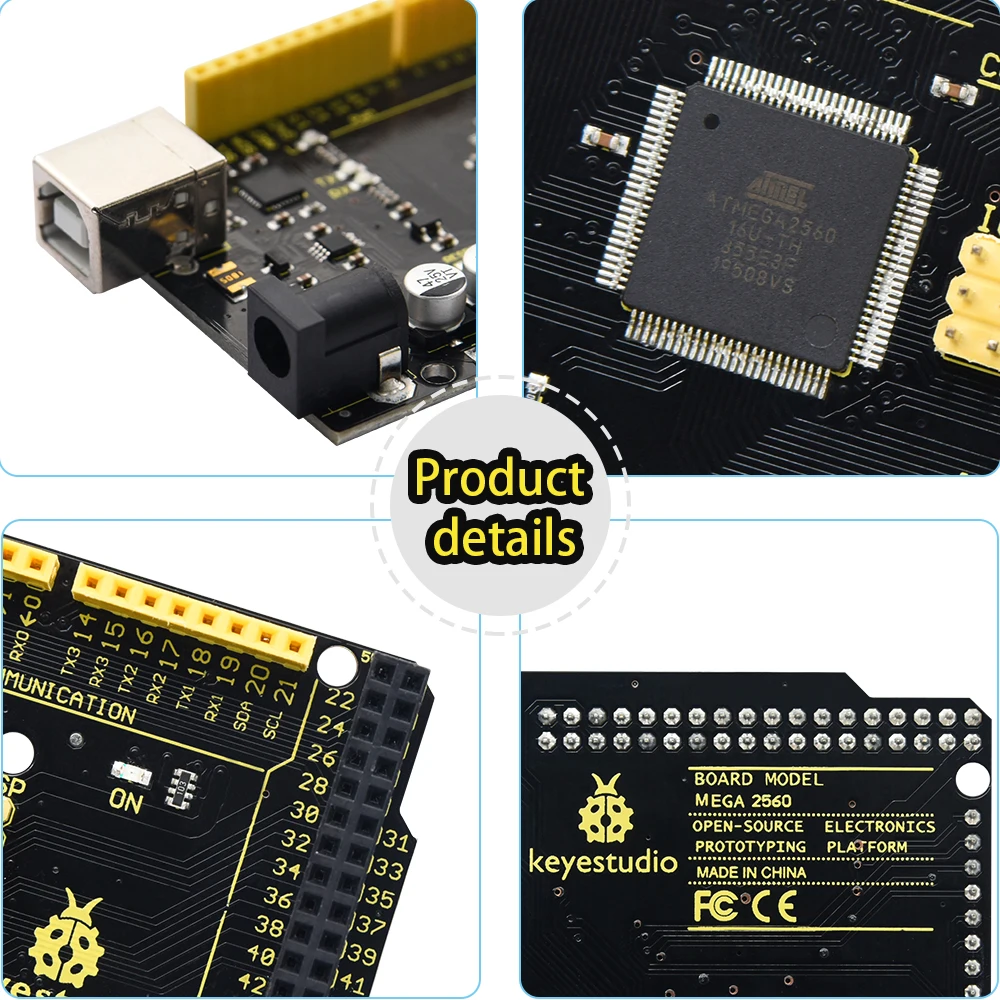 Keyestudio 2560MEGA WiFi /Plus/ Pro / Development Board+USB Cable Compatible for Arduino MEGA2560 R3 Microcontroller Boards