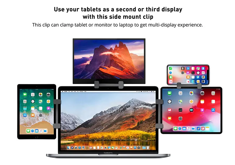 Multi Screen Side Mount Clip Monitor Tablet Holder For Pad Pro Air 1 2 3 4 5 Macbook Air Xiaomi Laptop Dual Display