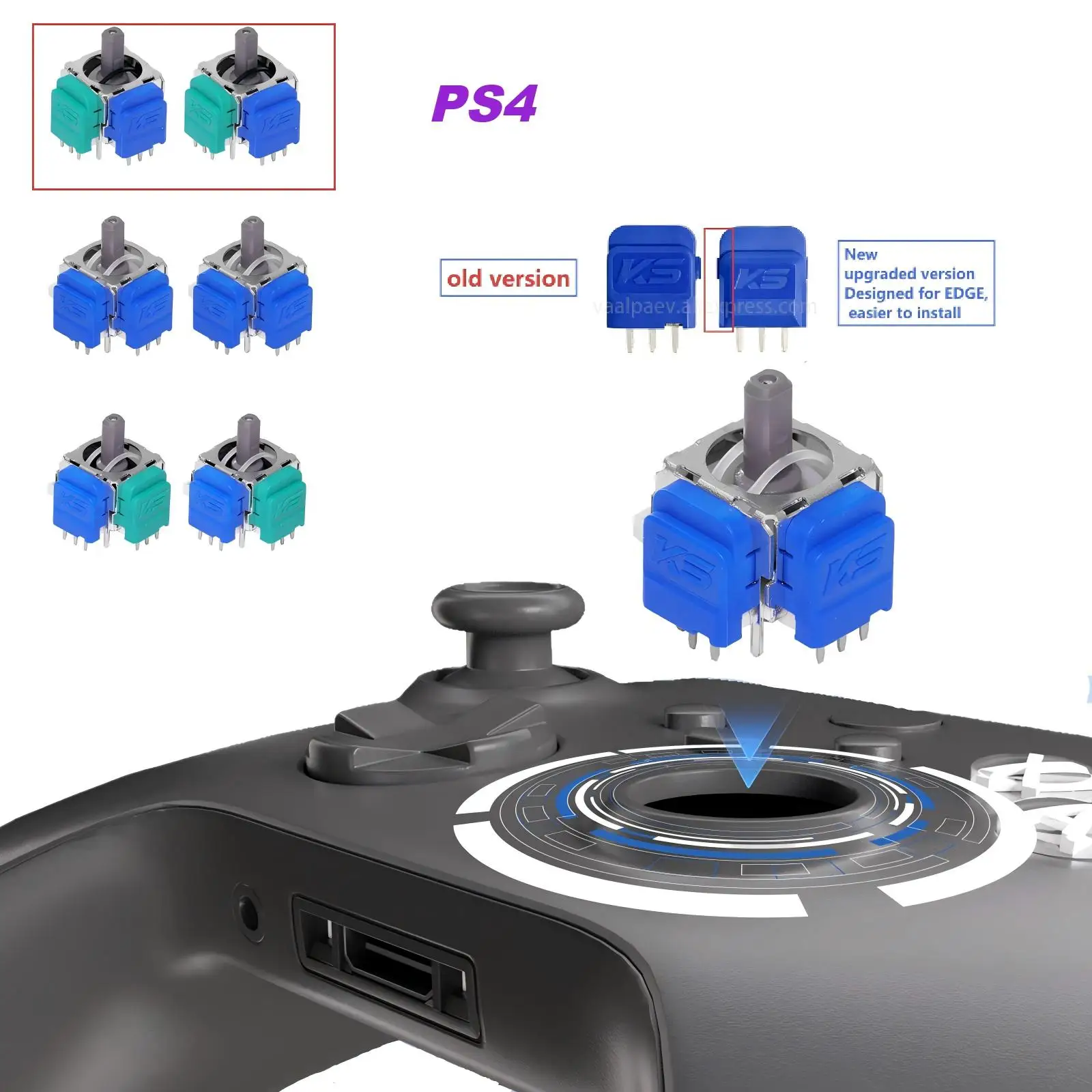 For PS5 PS4 XBOX Series Controller 3D Analog Thumbstick K-Silver JS13 PRO+ TMR Joystick No-Drift Gamepad Replacement Accessories