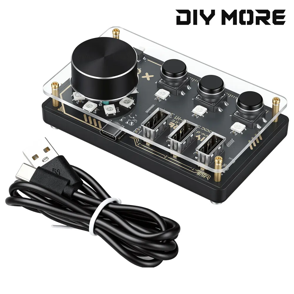 DC 5V Diymore Hub Dm-H1 Hub Docking Station 3 Programmable Keys WS2812B RGB LED Lights Custom Keyboard Desktop Controller Type C