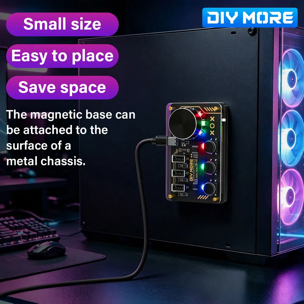 DC 5V Diymore Hub Dm-H1 Hub Docking Station 3 Programmable Keys WS2812B RGB LED Lights Custom Keyboard Desktop Controller Type C