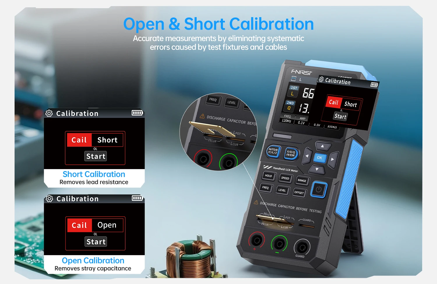 FNIRSI LC1020E High Precision Digital Bridge LCR ESR Tester Resistance Capacitance Inductance Electronic Component Measurement