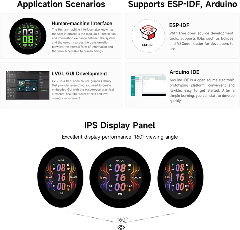 Waveshare ESP32-S3 2.8inch IPS Touchscreen Round LCD Development Board 32-bit LX7 Processor ESP32 Display for ArduinoIDE ESP-IDF
