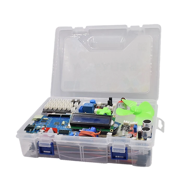 Super Starter kit with wifi module, 130 motor, HC-SR501, 1602, relay, water sensor, HC-sr04, RGB module for Arduino Diy Kit