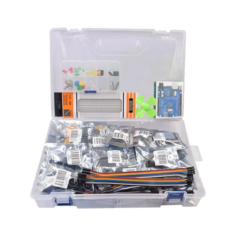 Super Starter kit with wifi module, 130 motor, HC-SR501, 1602, relay, water sensor, HC-sr04, RGB module for Arduino Diy Kit