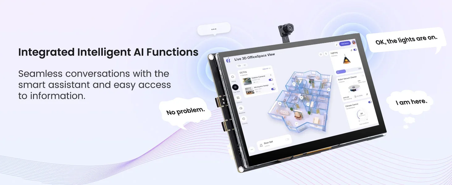 CrowPanel Advanced 7'' HMI AI Display 1024x600 IPS Touch Screen ESP32-P4 with Camera Optional Compatible with Arduino/LVGL