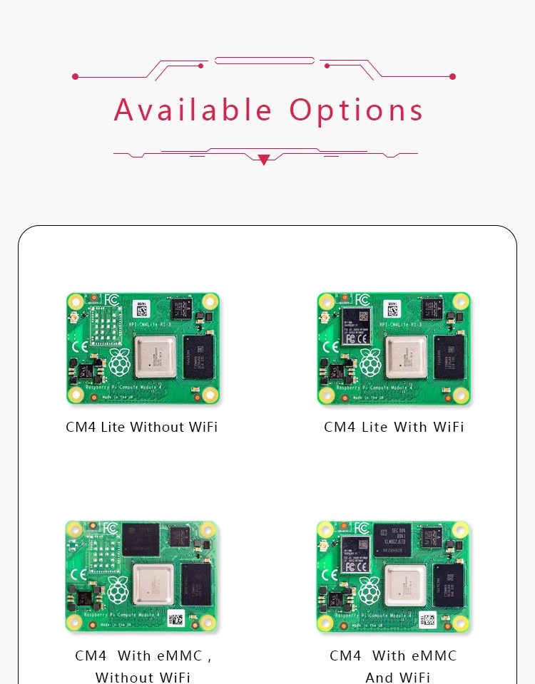 BoMaSRaspberry Pi CM4108000 CM4108008 CM4108016 CM4108032 CM4008000 CM4008008 CM4008016 CM4008032,Compute Module 4 EMMC WiFi,CM4