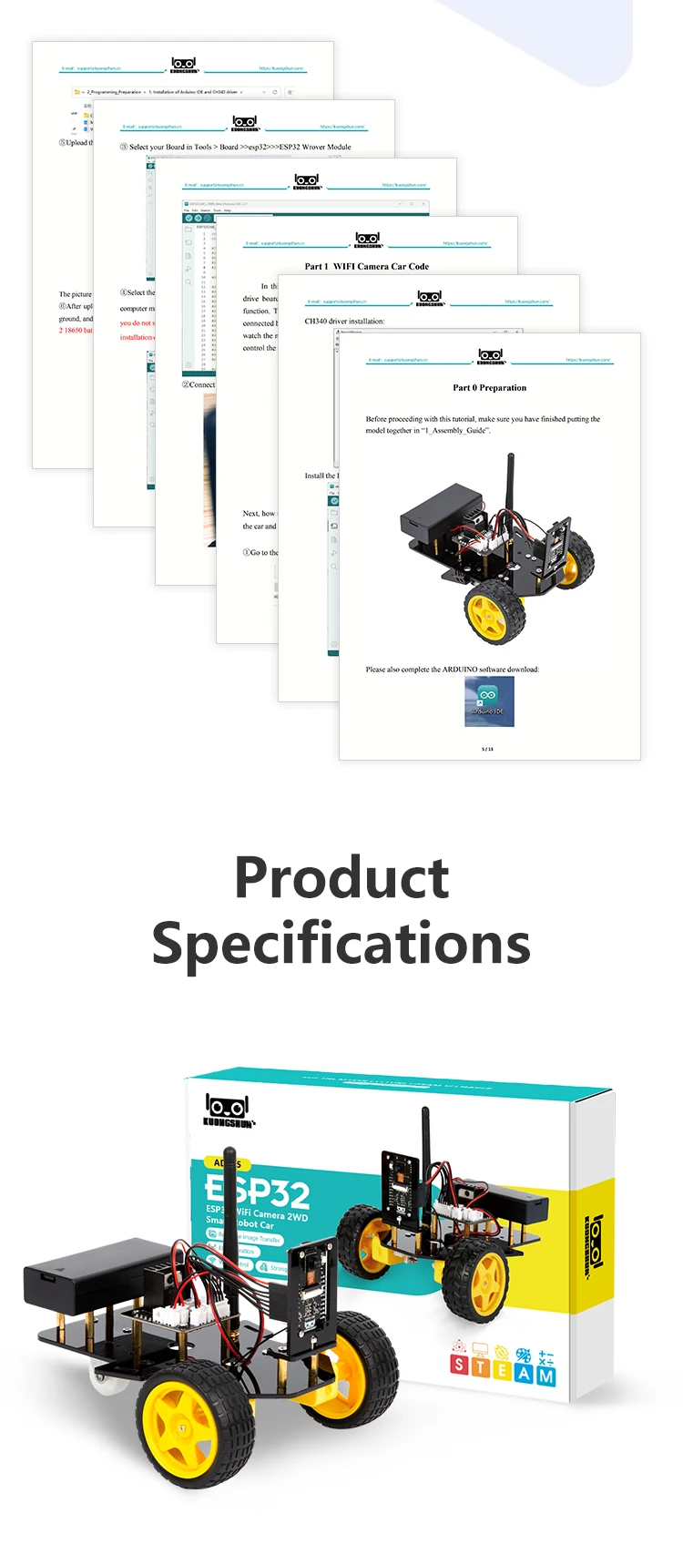 ESP32 Smart Robot Car Kit Remote Control Car for Arduino Programming Project STEM Education Science Coding Kit