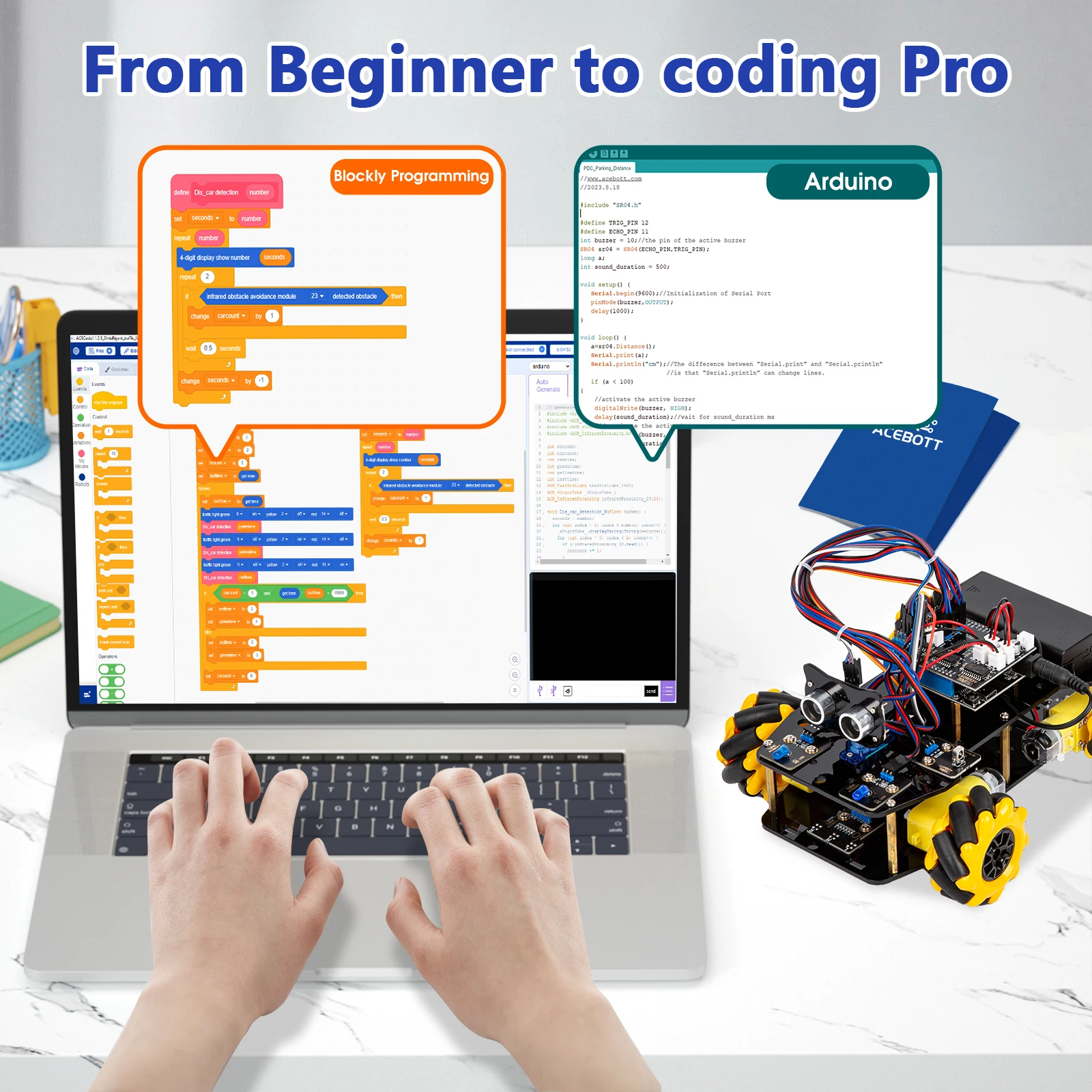 ESP32 Smart Robot Car Kit Remote Control Car for Arduino Programming Project STEM Education Science Coding Kit