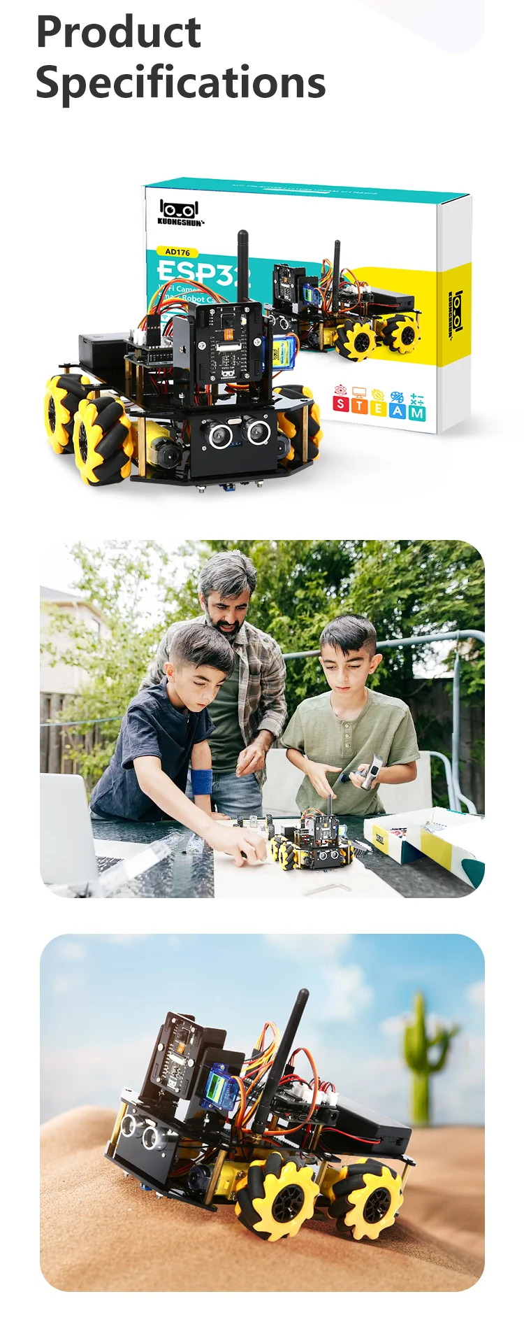 ESP32 Smart Robot Car Kit Remote Control Car for Arduino Programming Project STEM Education Science Coding Kit