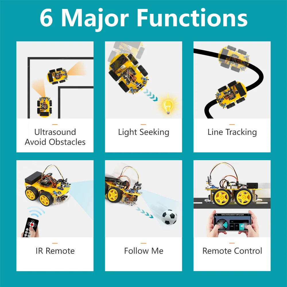 ESP32 Smart Robot Car Kit Remote Control Car for Arduino Programming Project STEM Education Science Coding Kit