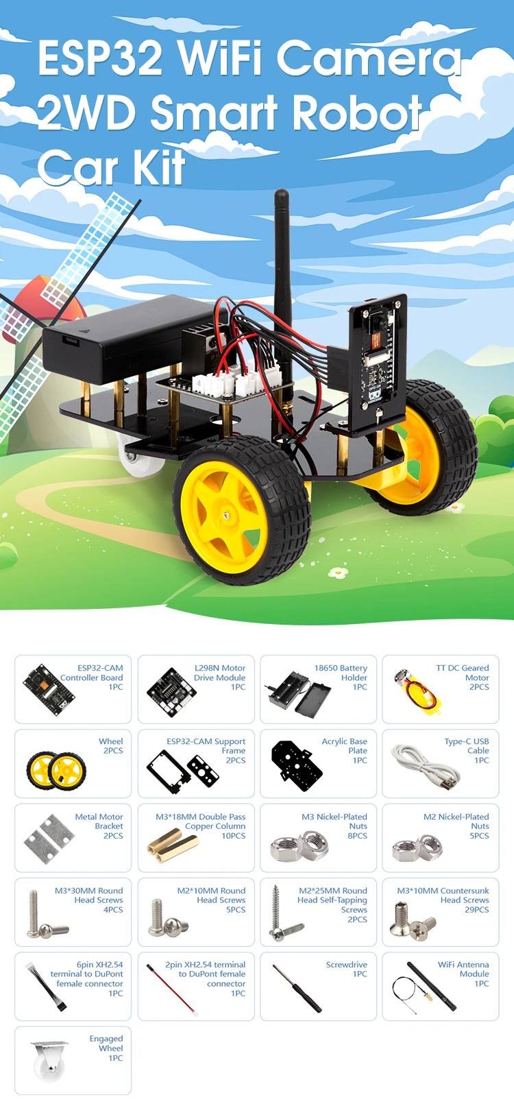 ESP32 Smart Robot Car Kit Remote Control Car for Arduino Programming Project STEM Education Science Coding Kit
