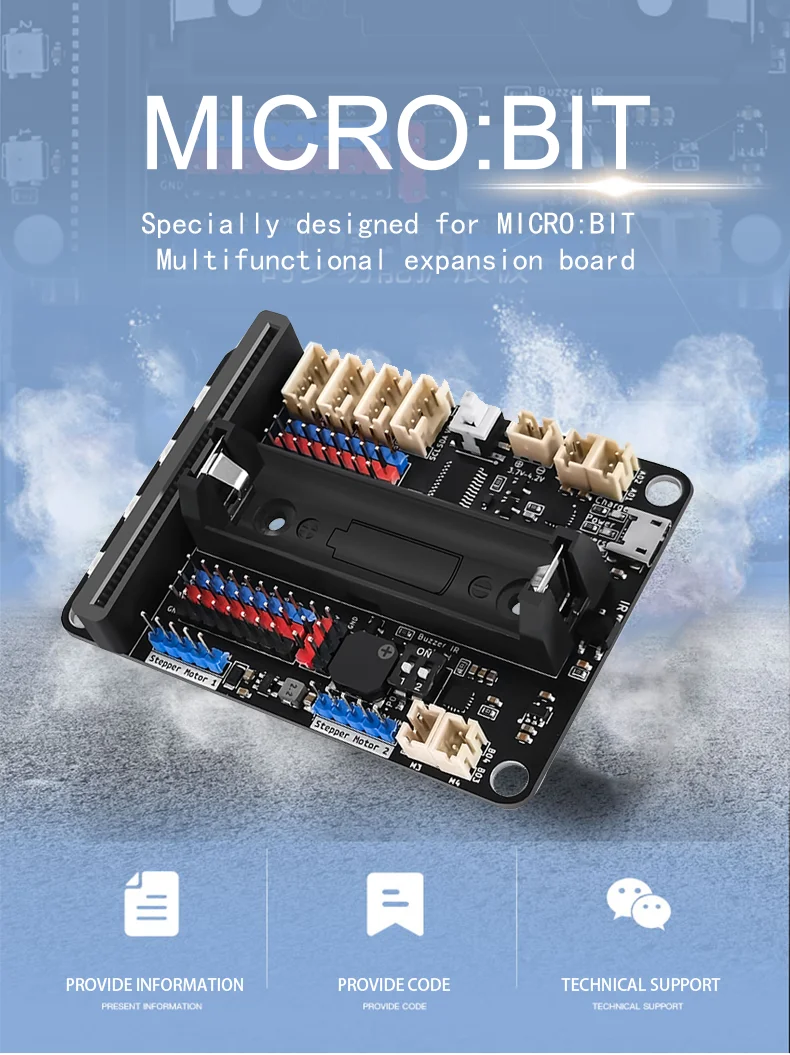 Extension Board for Micro:Bit V2.0 Support 8 Servos and 4 DC Motors with Onboard Infrared Receiver and 4 RGB Full Color Lights