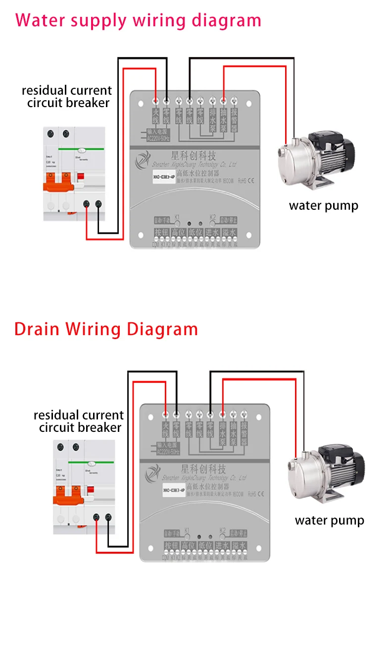 XKC-C383 Automatic Pumping and Drainage Water Liquid Level Controller,DC12V-24V/AC110V-220V Non-contact Level Sensors