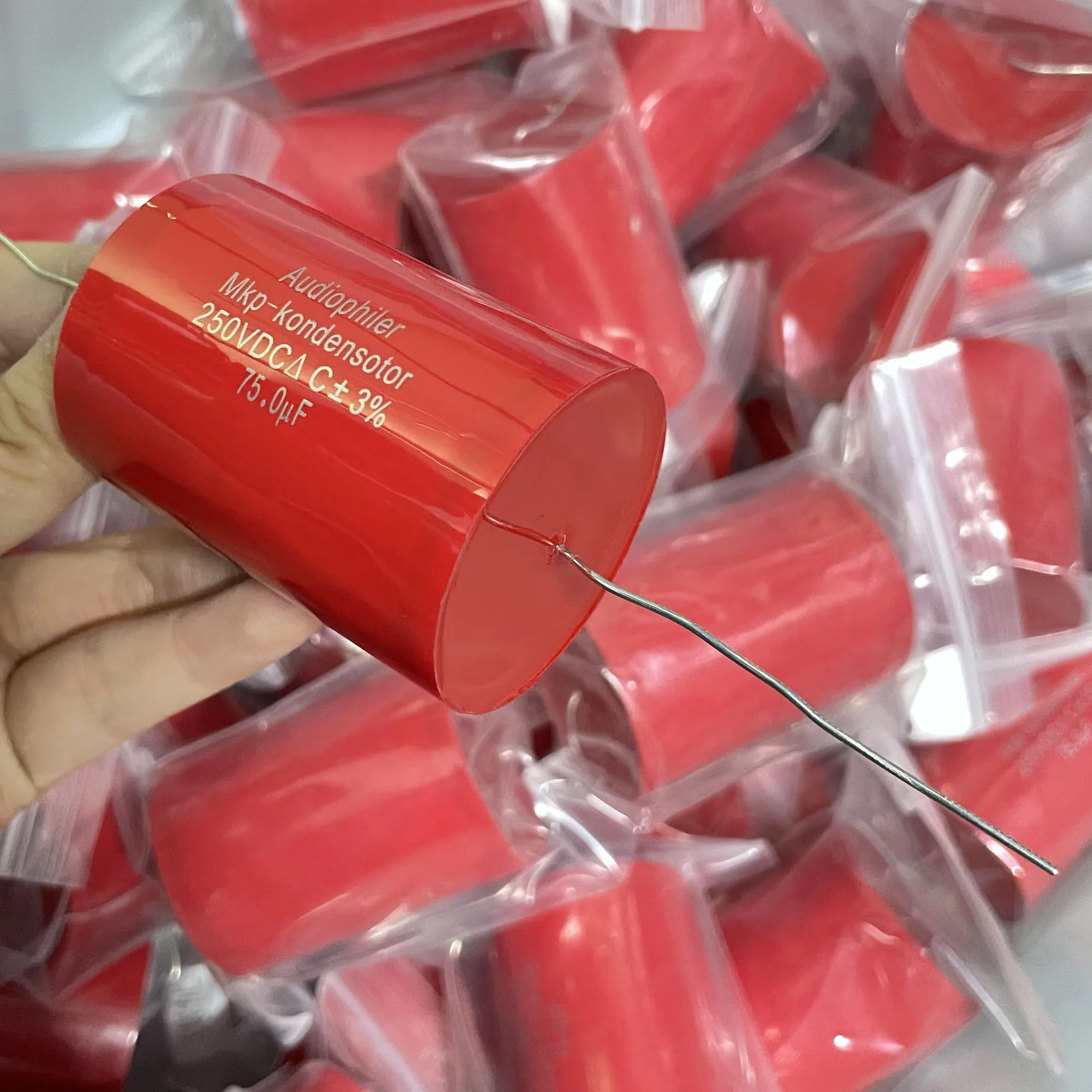 2PCS Audiophiler Axial MKP Capacitor 75uf 250V DC ±3% Test And Matched HIFI Frequency Dividing Audio Capacitance