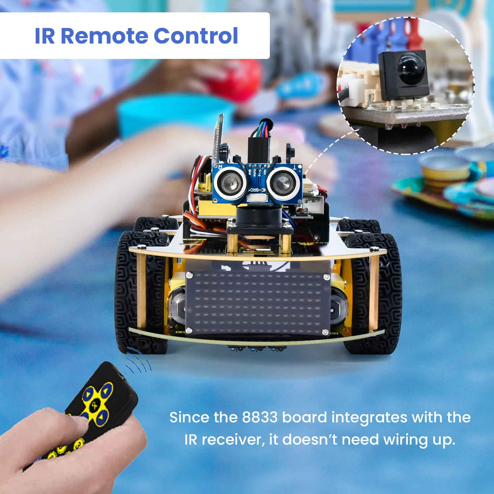Keyestudio 4WD Multi BT Smart Car for Arduino Kit Robot Upgraded V2.0 W/LED Display Stem EDU /Scratch Programming DIY Robot Car