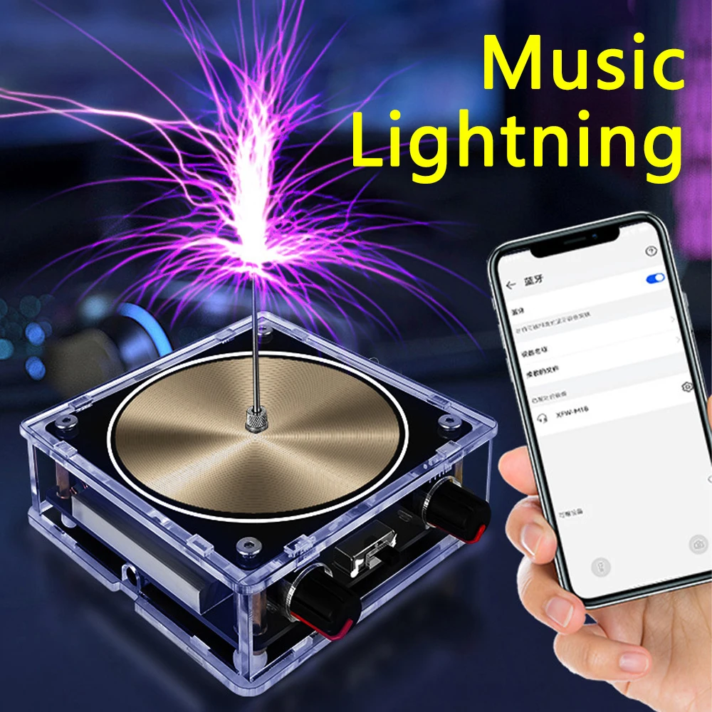 Music Tesla Coil Bluetooth/AUX Dual Mode Music Box Artificial Lightning AC110-240V Touchable Audio Input Science Experiment