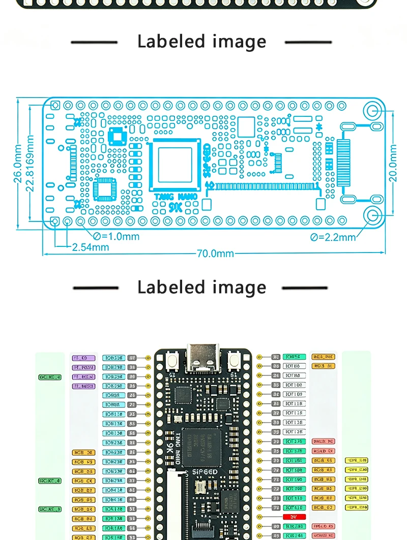 Tang Nano 9K FPGA Development Board GOWIN GW1NR-9 Chip Support RISC-V PicoRV Soft Core HDMI Output Breadboard