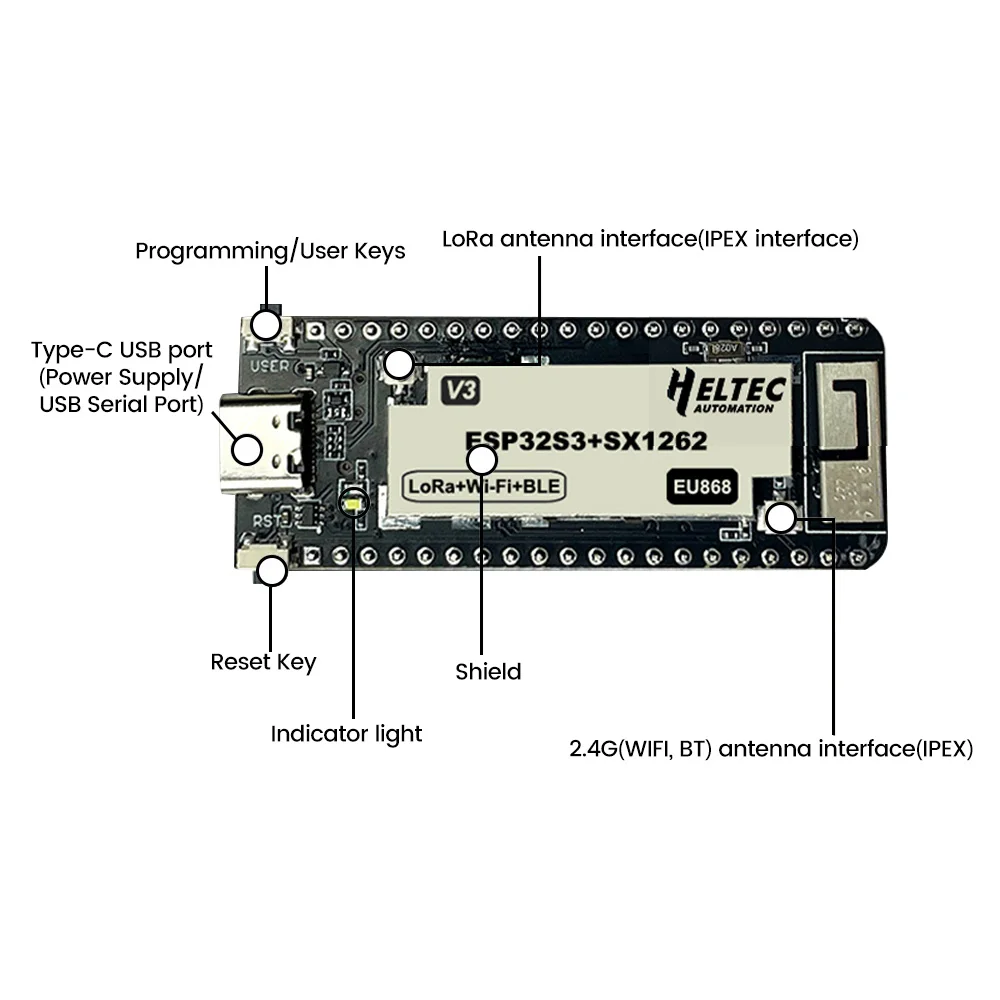New 433-510MHZ/ 863-928MHZ Wireless stick lite ESP32+LoRa V3 development board compatible with ESP32-S3 node Type - C