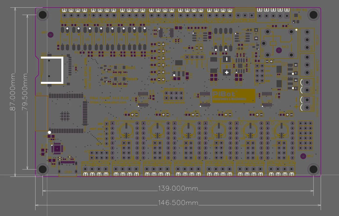 PiBot FluidNC ESP32 GRBL CNC Controller V4.96 Pro (Includes OLED, Antenna, XH2.54 Wire and Jumper Caps)