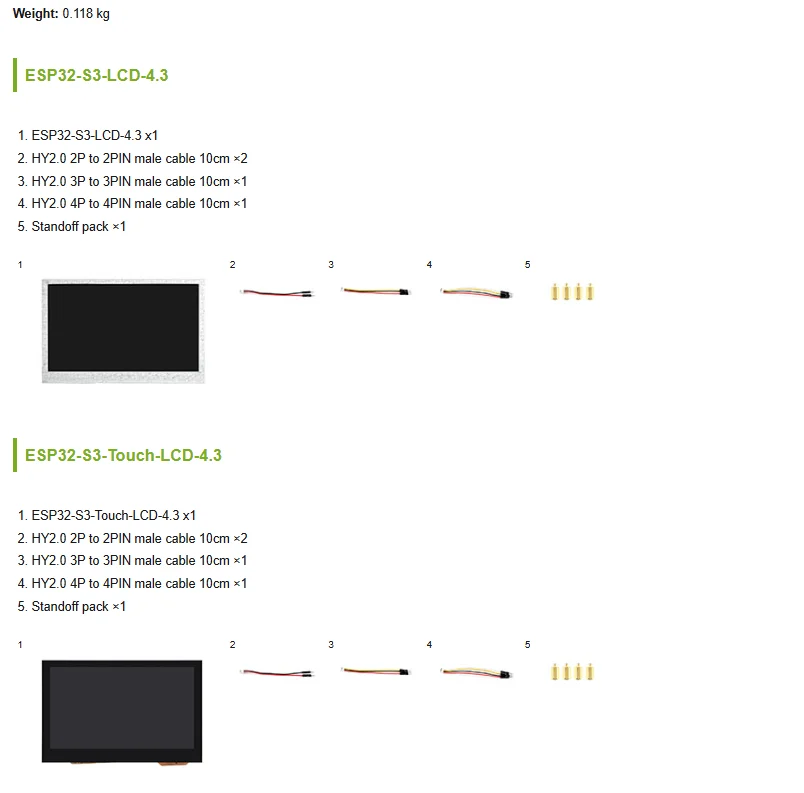 Waveshare ESP32-S3-LCD-4.3,ESP32-S3 4.3inch Display Development Board,800×480,Options For Touch Function,32-bit LX7 Dual-core