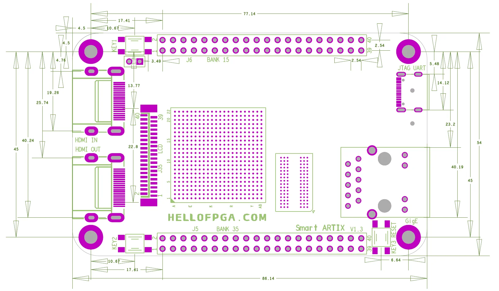 Smart ARTIX Development board FPGA Minimum System Board XC7A50T-FGG484 (Associated with XC7A35T XC7A100T)