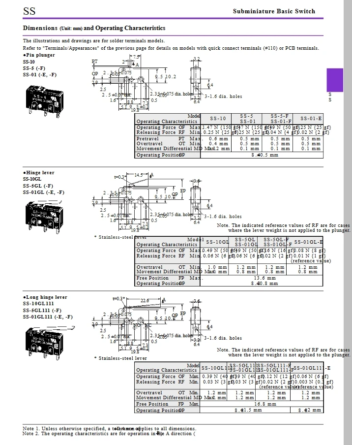 50 100 pcs SS-5 SS-5GL SS-5GL2 SS-5GL13 Limit Micro switch SS 5A Three Straight Legs Mouse Side Key Momentary Micro Limit Switch