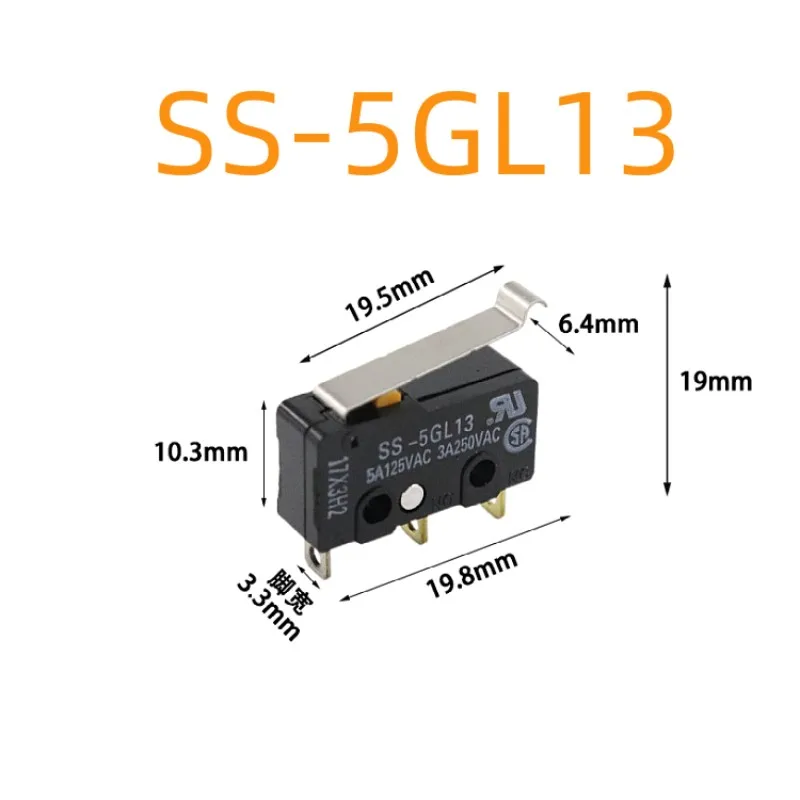 50 100 pcs SS-5 SS-5GL SS-5GL2 SS-5GL13 Limit Micro switch SS 5A Three Straight Legs Mouse Side Key Momentary Micro Limit Switch