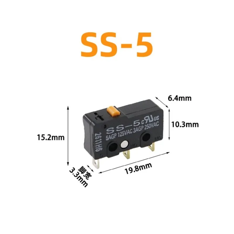 50 100 pcs SS-5 SS-5GL SS-5GL2 SS-5GL13 Limit Micro switch SS 5A Three Straight Legs Mouse Side Key Momentary Micro Limit Switch