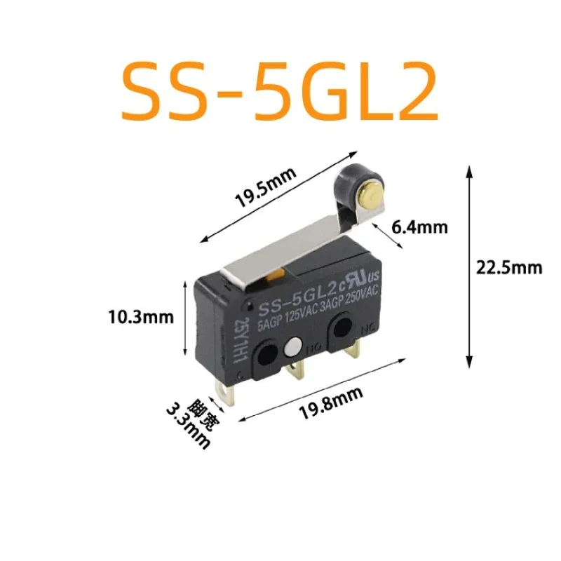 50 100 pcs SS-5 SS-5GL SS-5GL2 SS-5GL13 Limit Micro switch SS 5A Three Straight Legs Mouse Side Key Momentary Micro Limit Switch