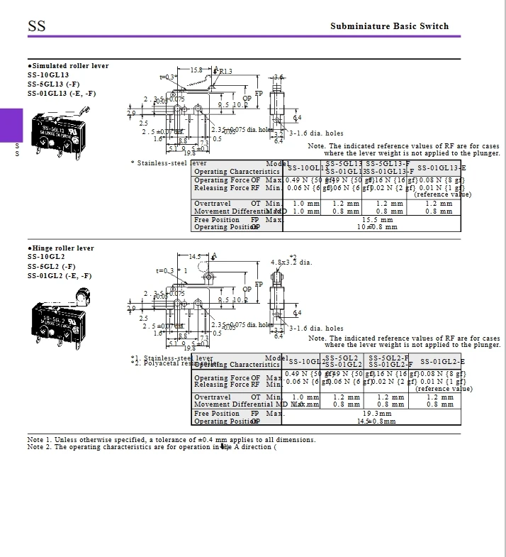 50 100 pcs SS-5 SS-5GL SS-5GL2 SS-5GL13 Limit Micro switch SS 5A Three Straight Legs Mouse Side Key Momentary Micro Limit Switch