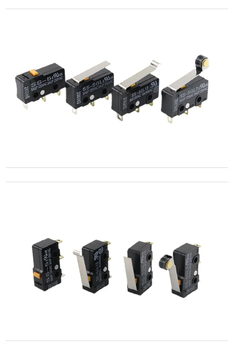 50 100 pcs SS-5 SS-5GL SS-5GL2 SS-5GL13 Limit Micro switch SS 5A Three Straight Legs Mouse Side Key Momentary Micro Limit Switch