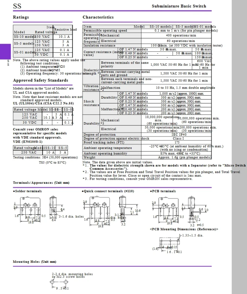 50 100 pcs SS-5 SS-5GL SS-5GL2 SS-5GL13 Limit Micro switch SS 5A Three Straight Legs Mouse Side Key Momentary Micro Limit Switch