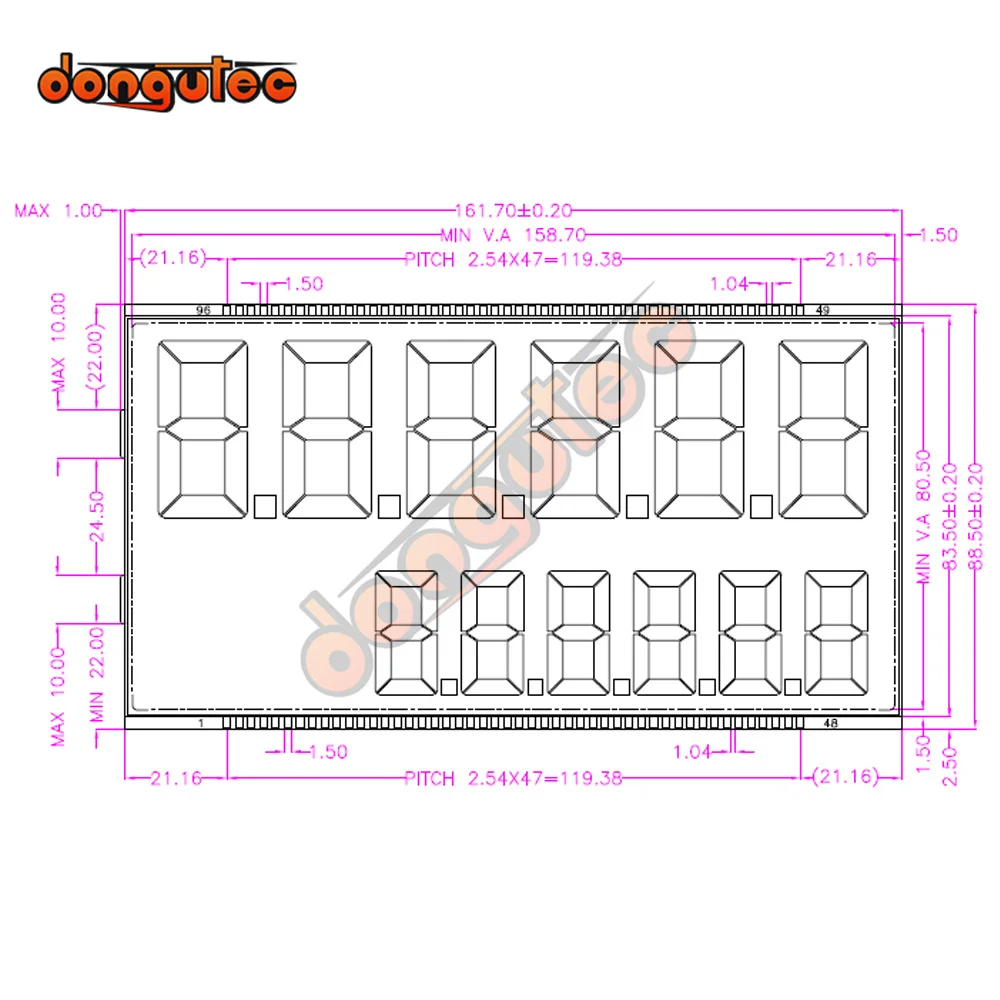 12-Digits Segment LCD Screen Gilbarco 12 Digit LCD