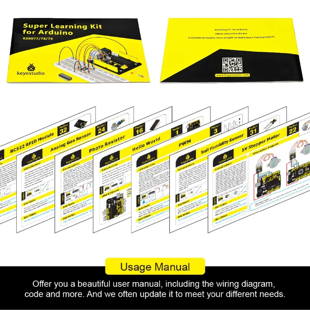 NEW Upgraded Keyestudio Super Starter kit with V4.0 Board for Arduino Starter kit for UNOR3 32Projects + Tutorial W/Gift Box
