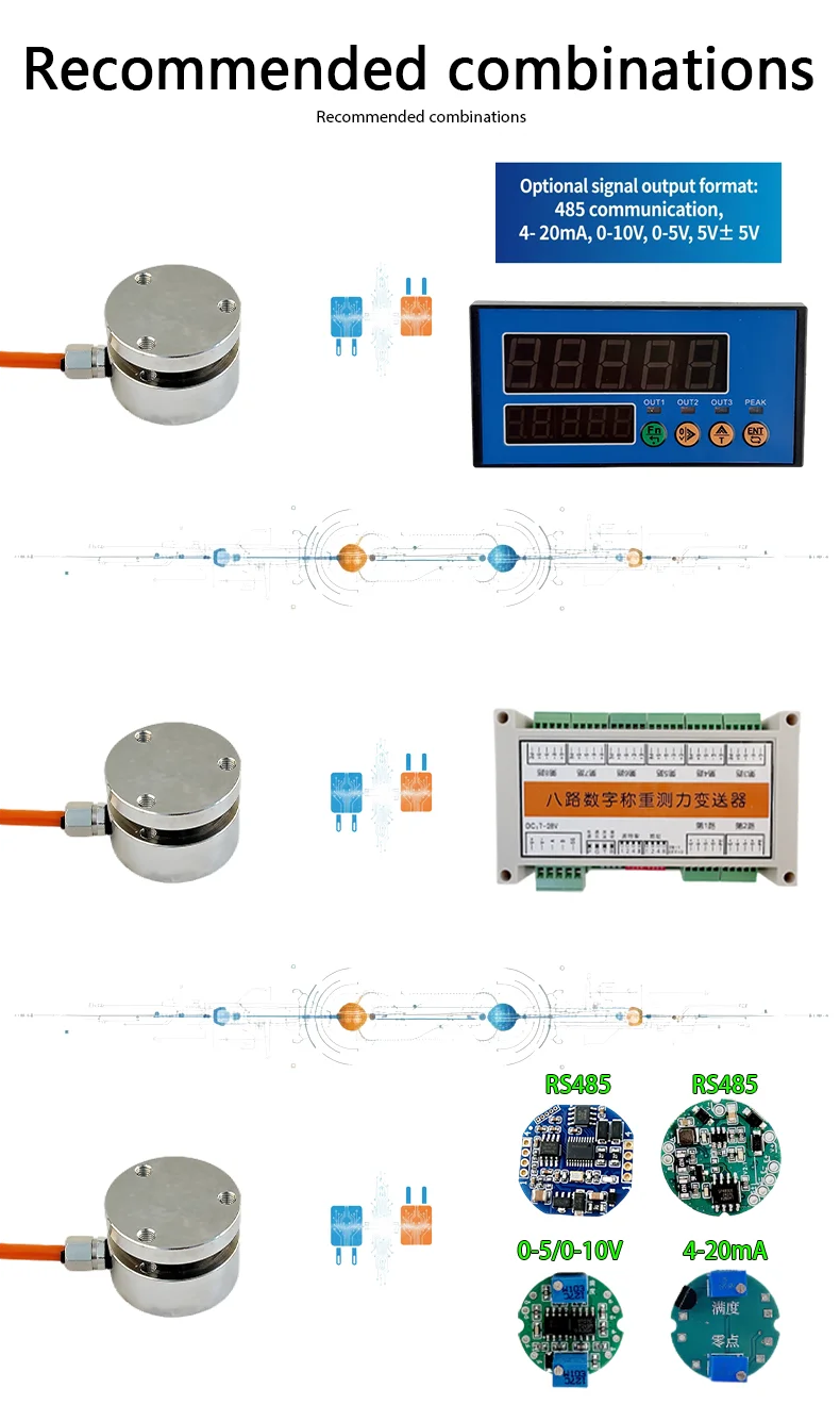 High Precision Micro Load Cell with Signal Transmitter 4-20mA 0-10V Output Weight Sensor Amplifier Kit 500kg 1000kg 2000kg