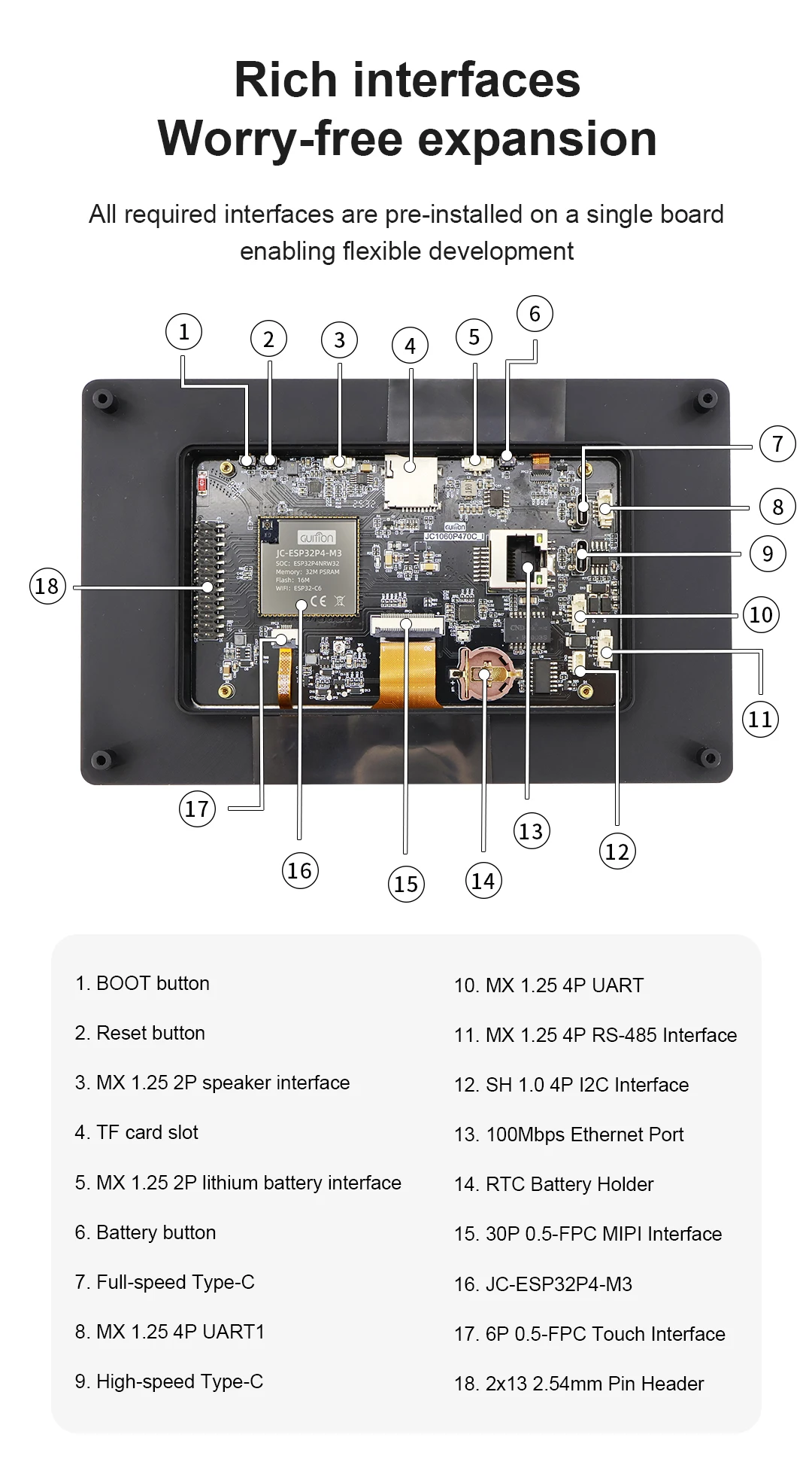 ESP32-P4 7.0 inch 1024*600 IPS HMI LCD Module Screen Display Touch Panel JC1060P470 Camera WIFI Bluetooth for Arduino LVGL