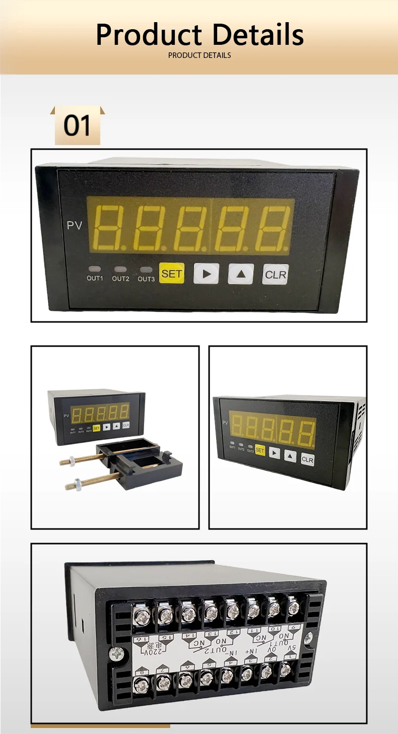 5-Digit LED Force Indicator Display Meter for Strain Gauge Load Cell with Mounting Clamp Bracket Industrial Force Control Tool
