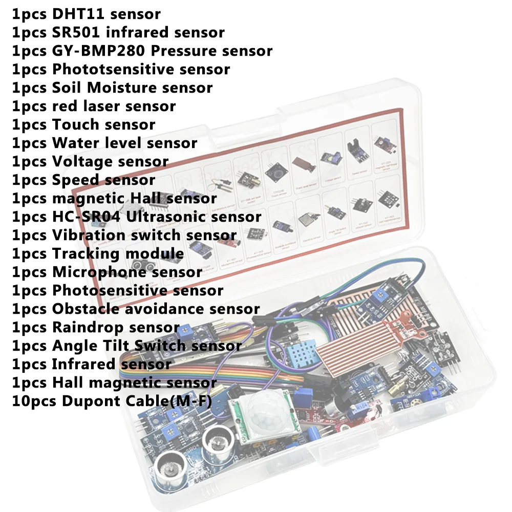 22 in 1 Sensors Moudles Starter Learning Kit For R3 Board&Raspberry Pico Electronic DIY Kit for R3 MEGA2560 with Box