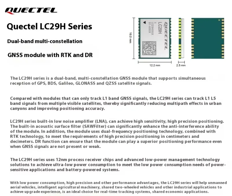 Quectel LC29H Module Dual-frequency L1+L5 High-precision RTK Differential GPS Beidou Positioning Centimeter-level Board Kit