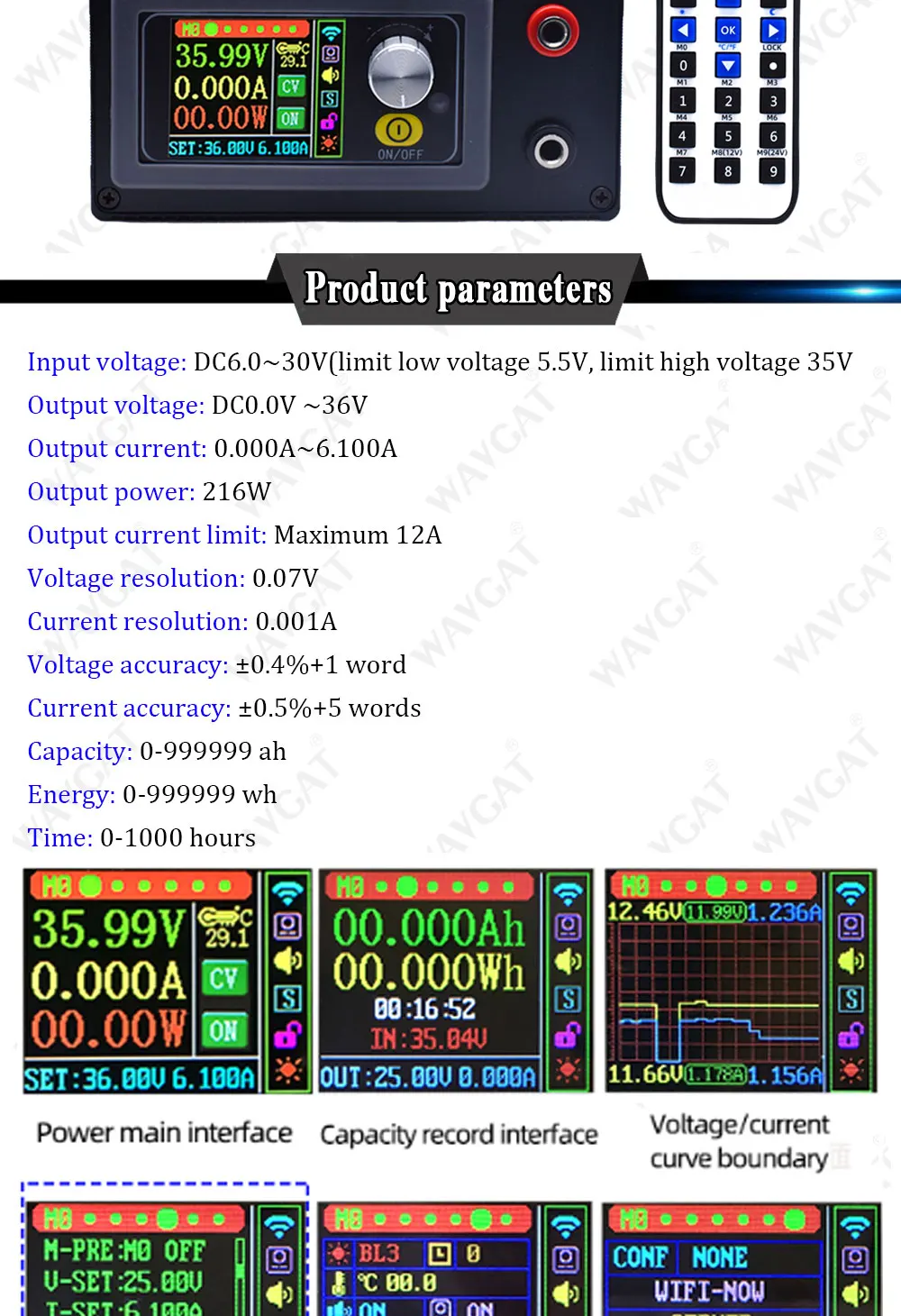 High-end DC DC Buck Converter CC CV 0-50V 6A 8A 216W 400W Power Module Adjustable Regulated laboratory power supply WIFF APP